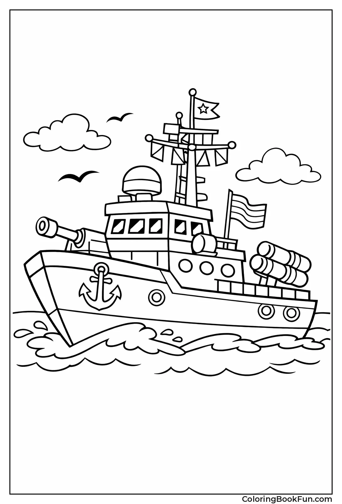 Navy Boat with Flags