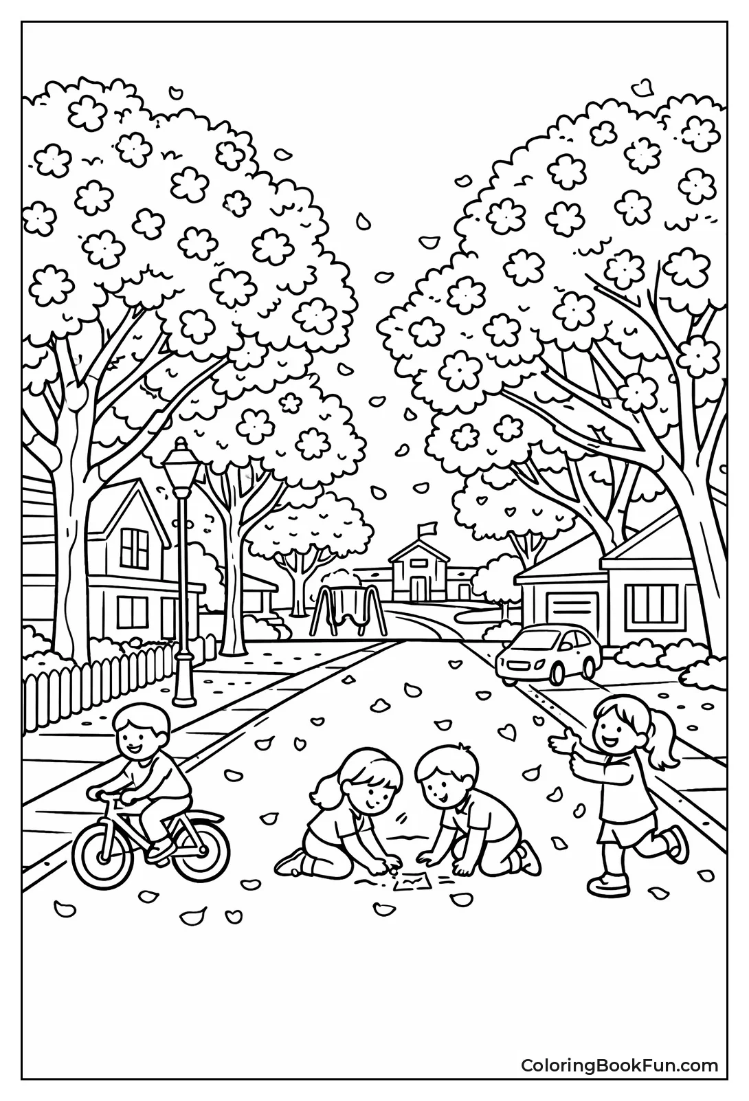 Blossoming Trees on Street