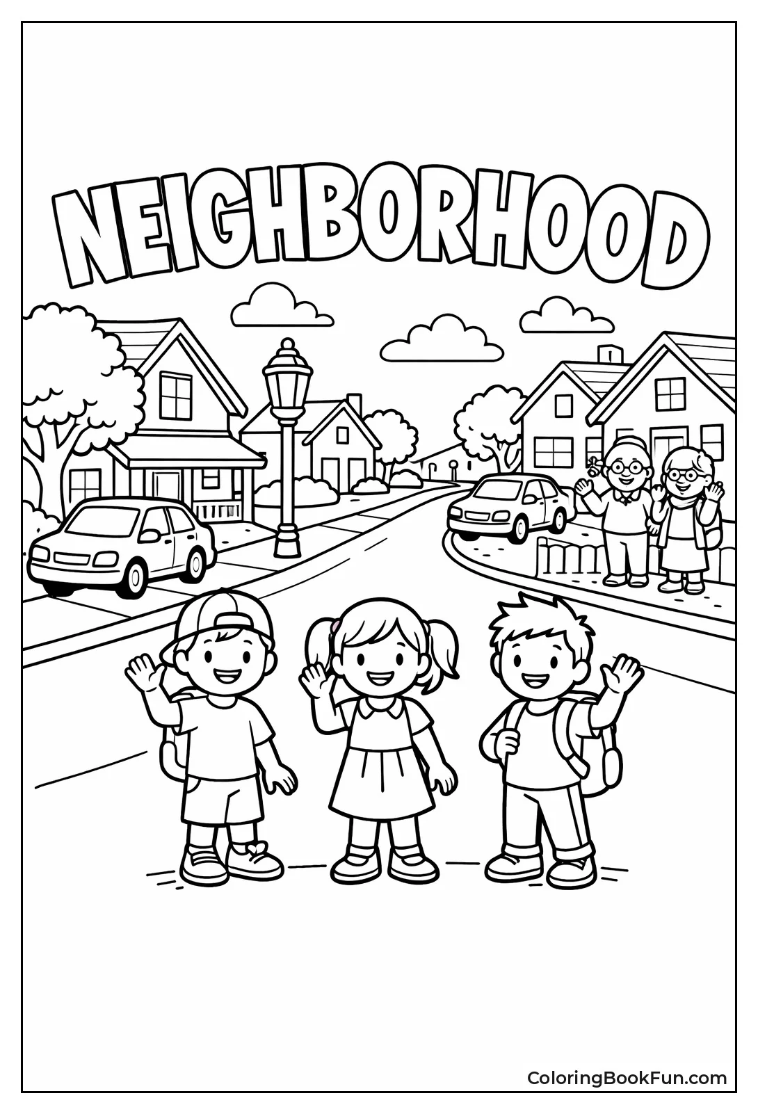 Kids Waving on Street