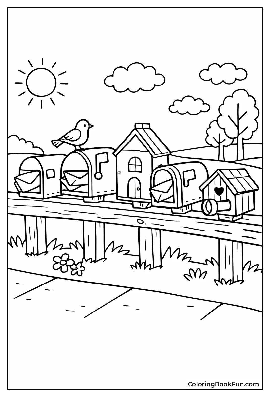 Row of Fun Mailboxes