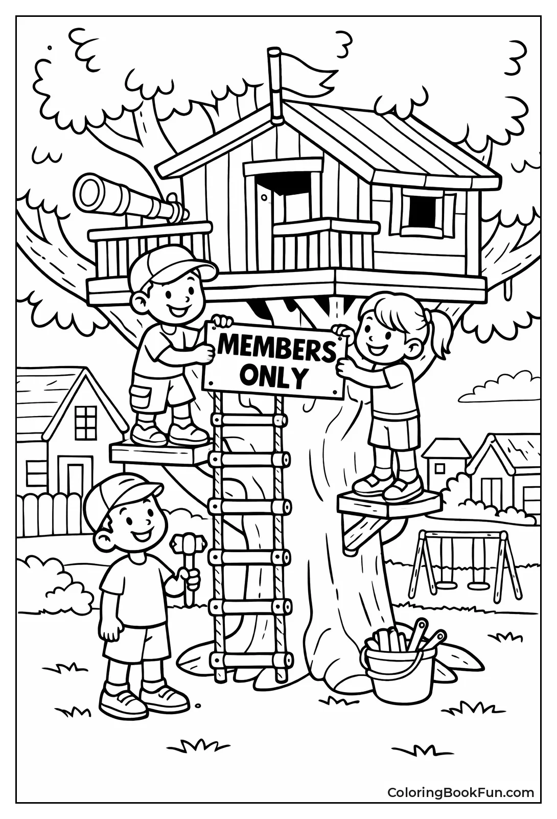 Treehouse with Rope Ladder