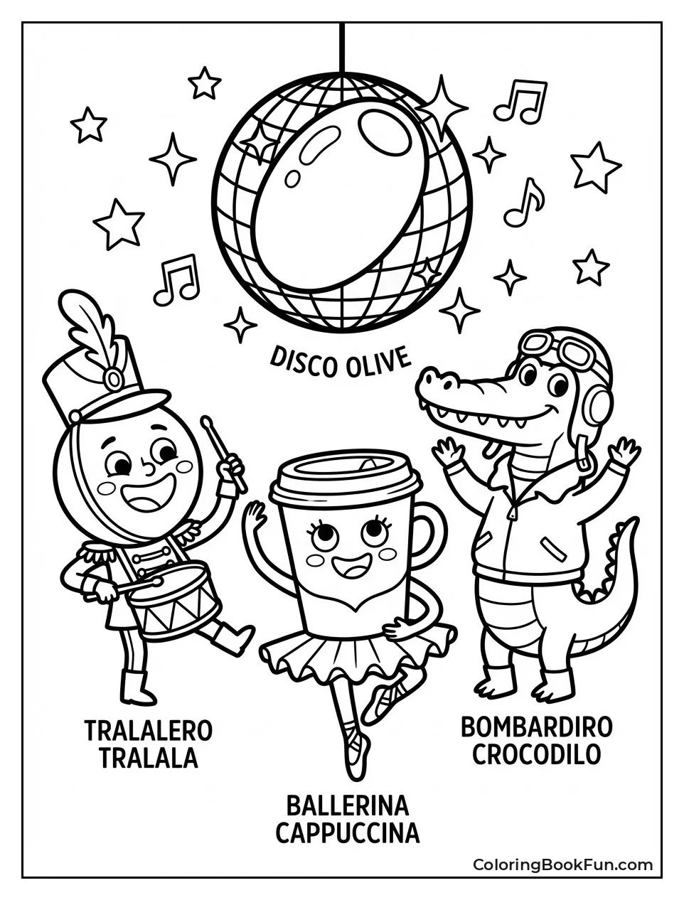 Brainrots Dance under Olive Disco