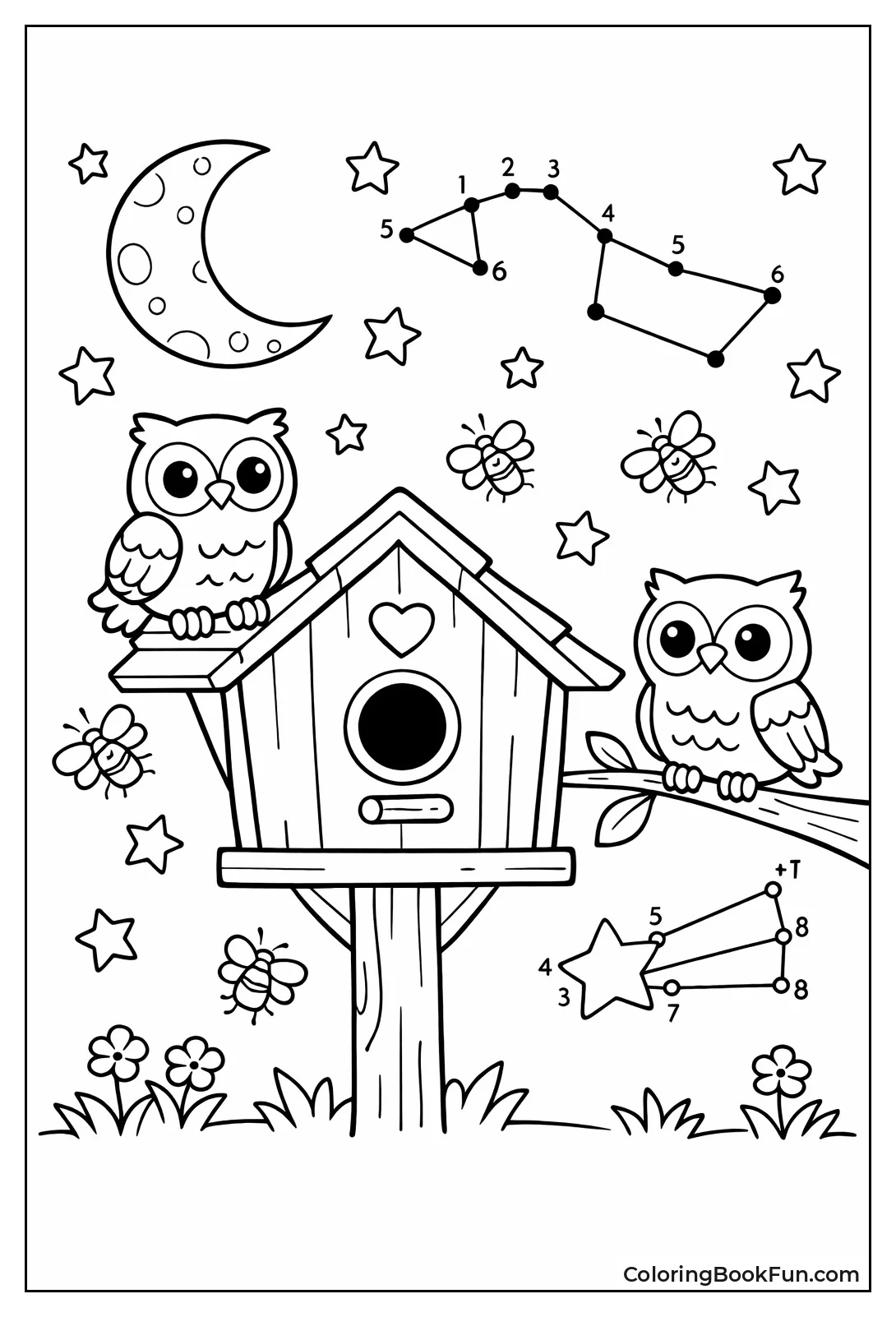 Starry Birdhouse Owls Watch