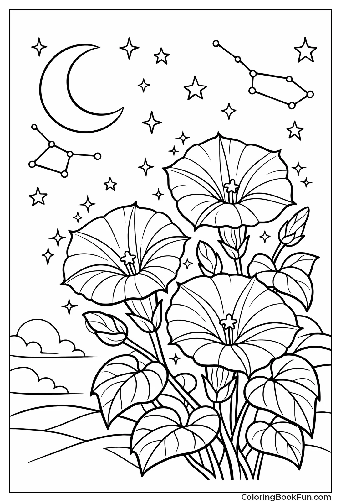 Moonflower under Starry Sky