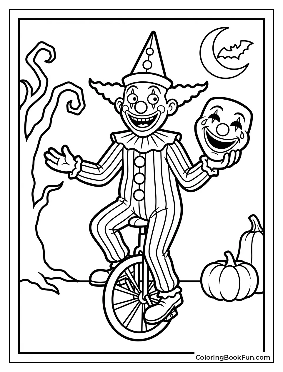 Clown Rides Unicycle Face