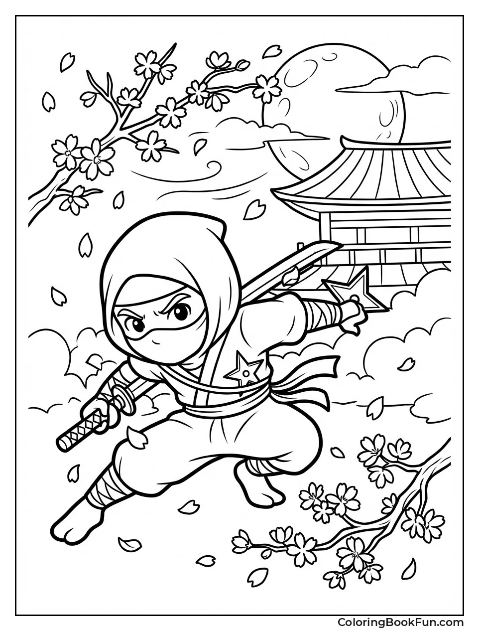 Ninja Sneaking through Blossoms