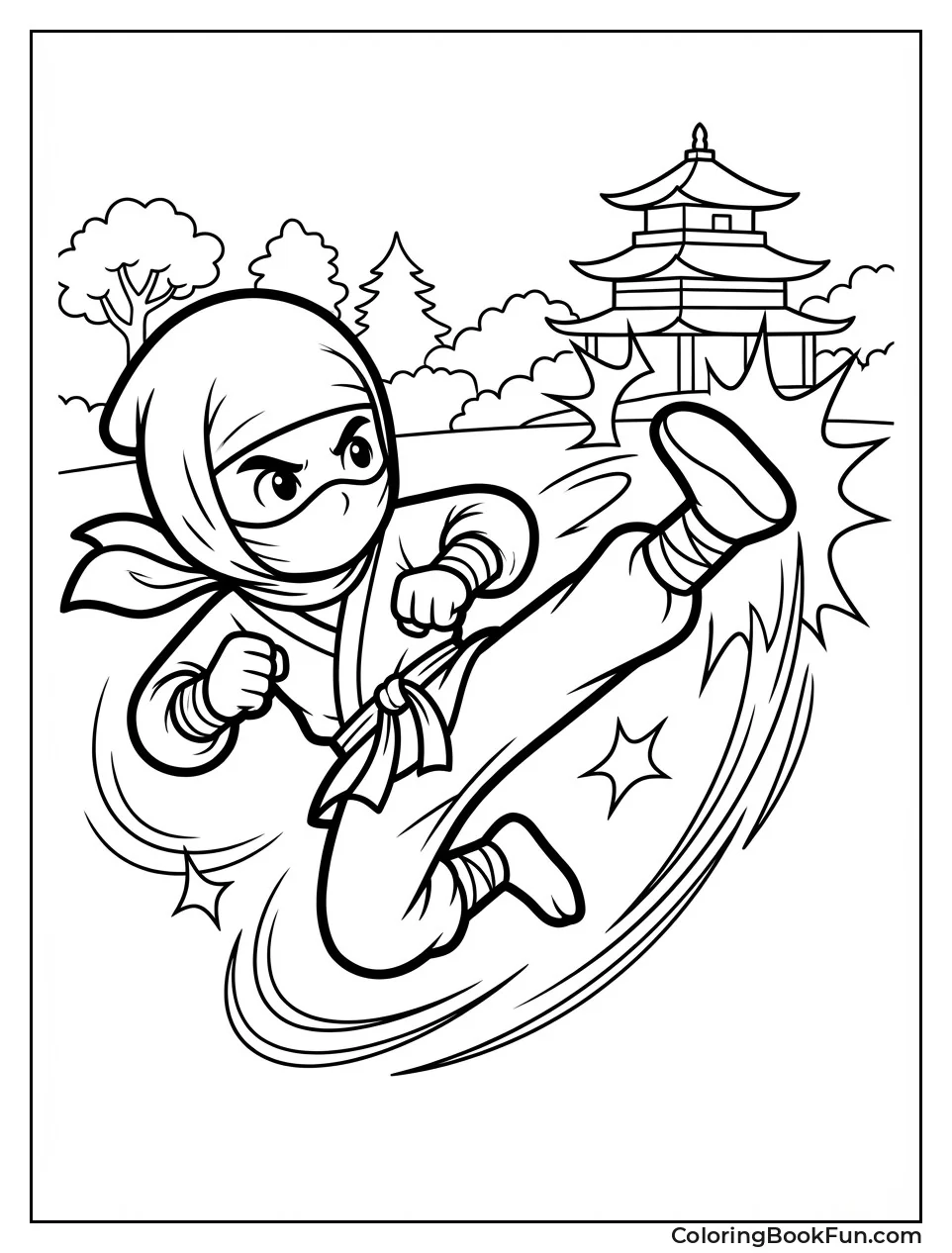 Ninja Doing High Kick