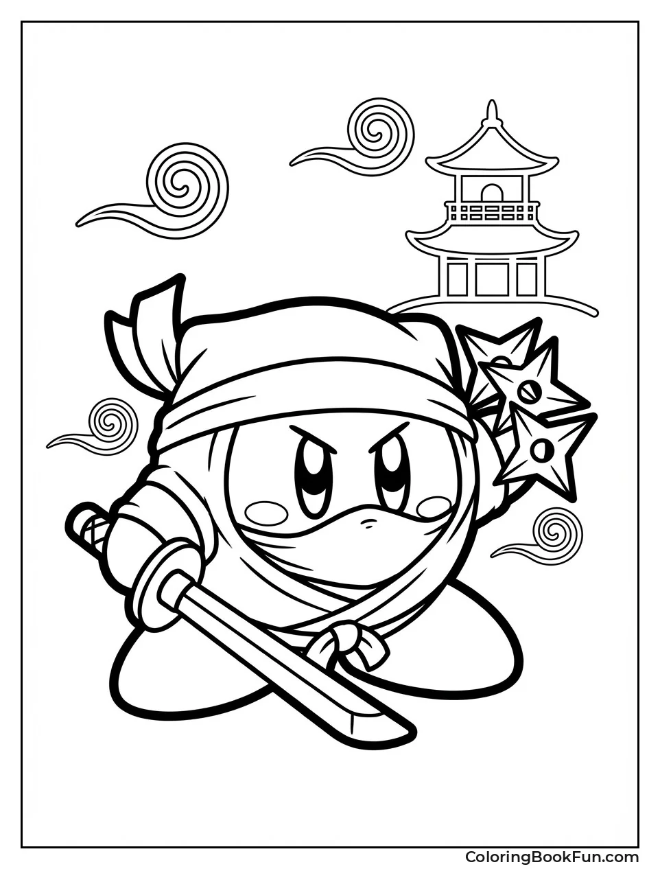 Ninja Kirby Throws Shurikens