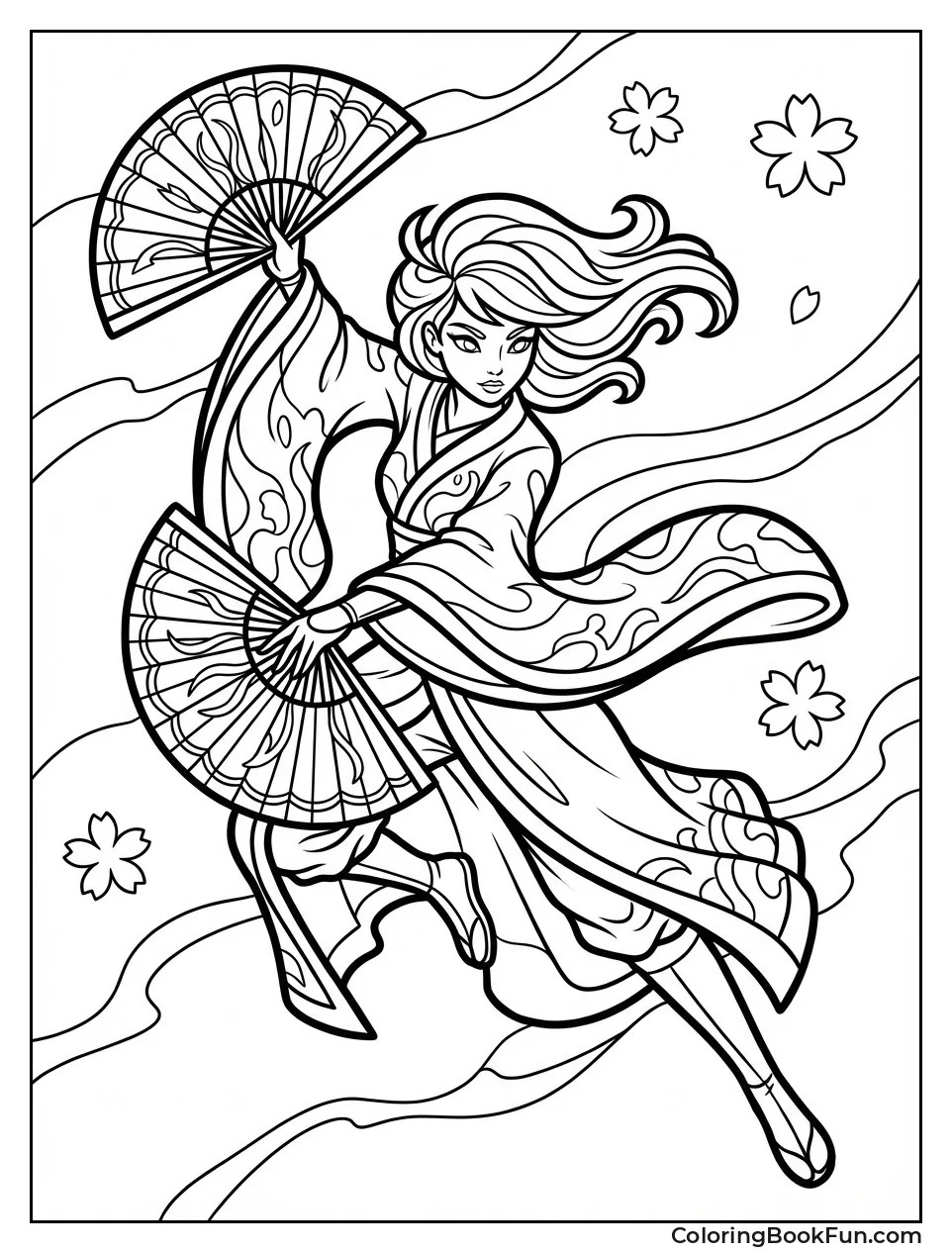 Kunoichi Posing with Fans