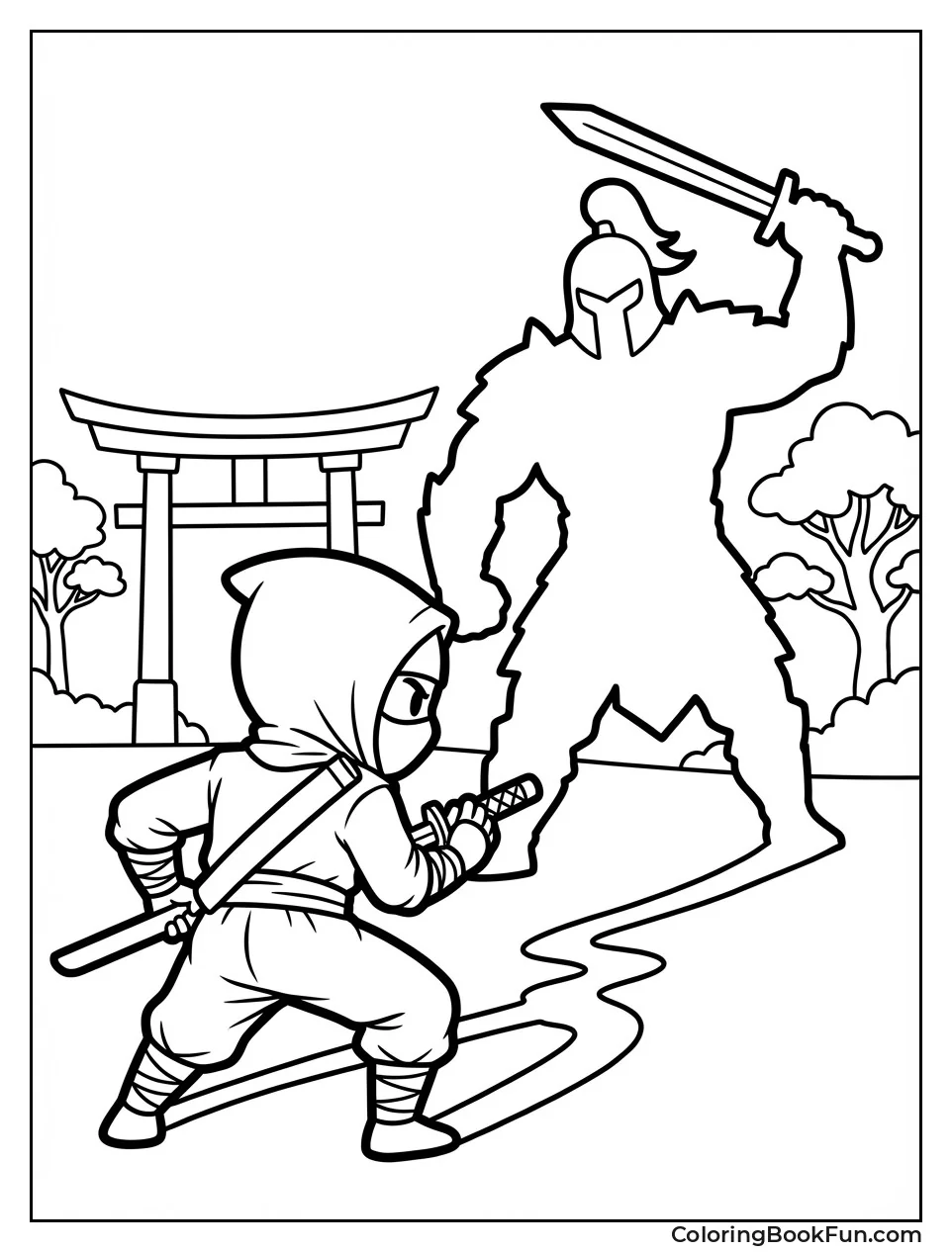 Ninja with Moving Shadow