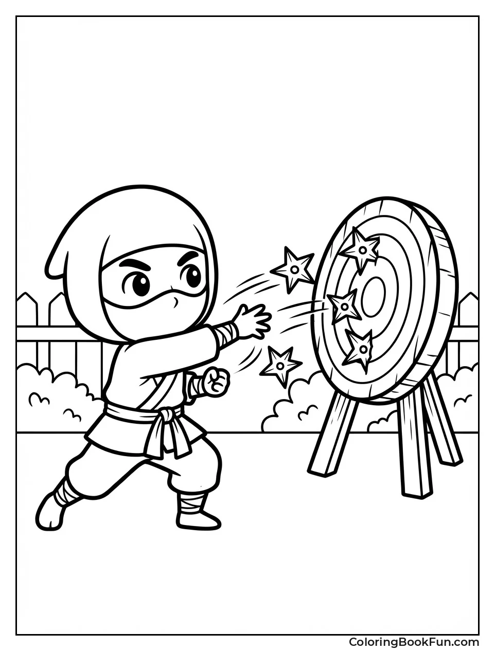Ninja Throwing Shurikens at Target