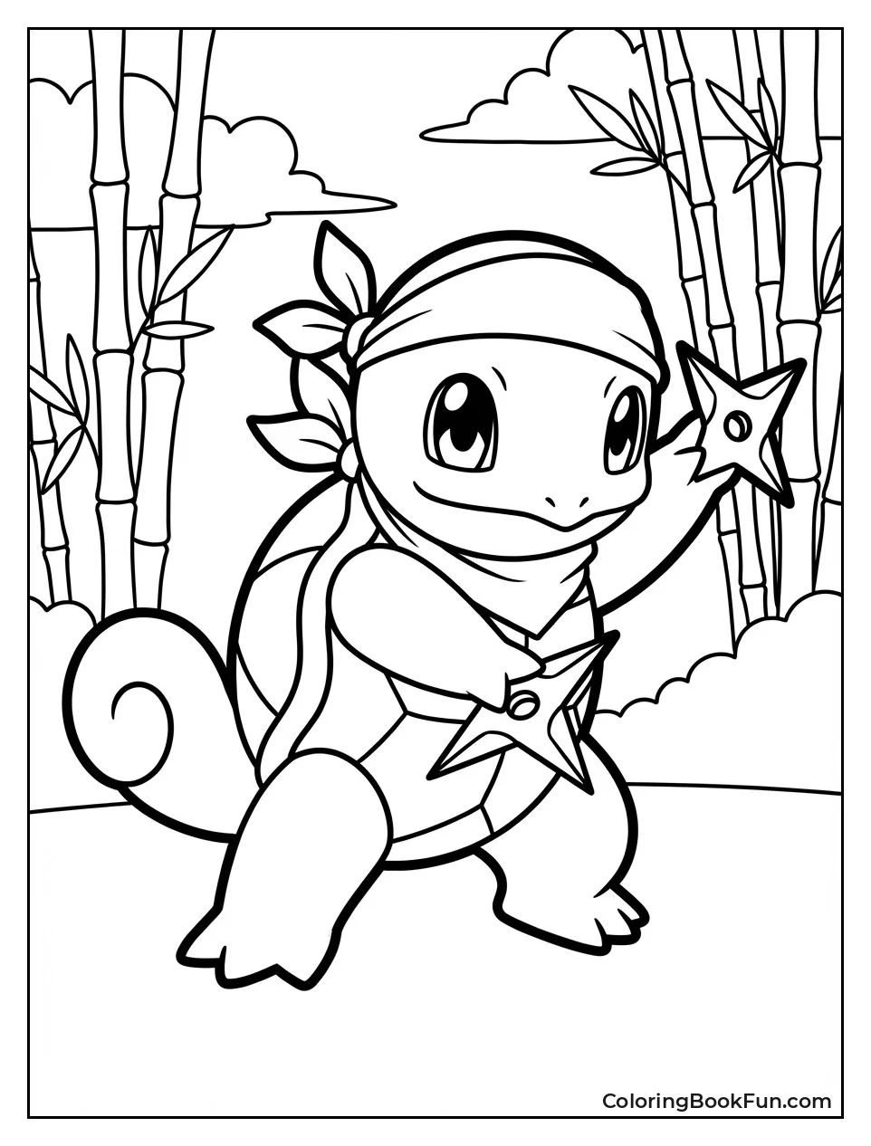 Ninja Squirtle Holds Shurikens