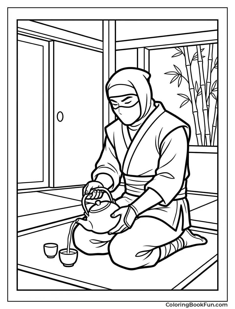 Ninja Pouring Tea Calmly