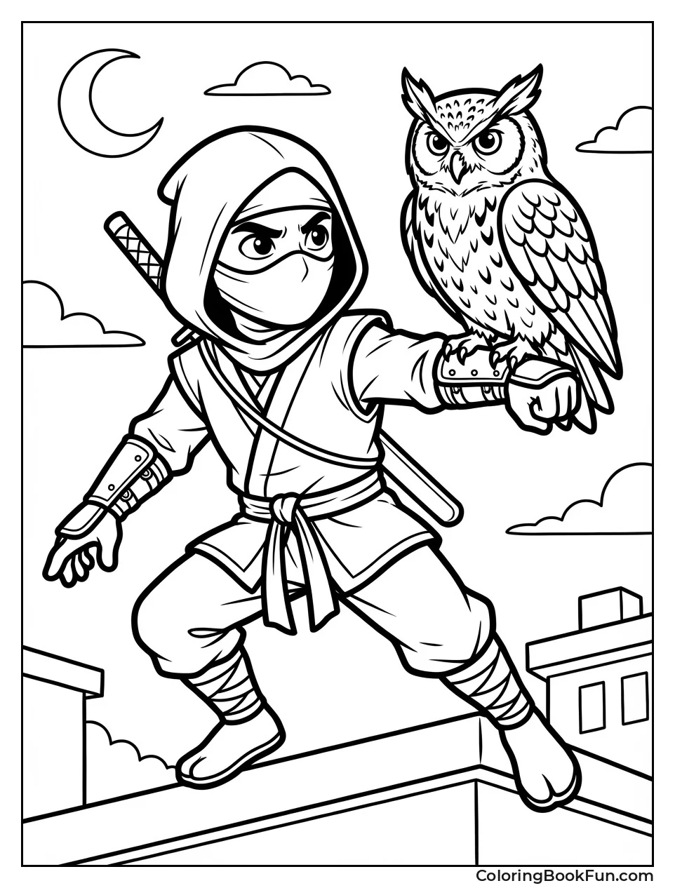 Owl Perched on Ninja Arm