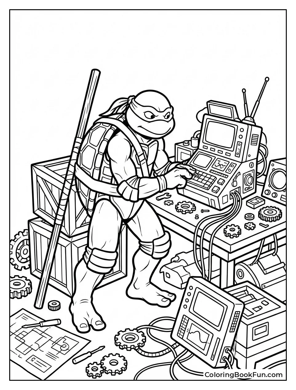 Donatello Tinkers with Gadgets