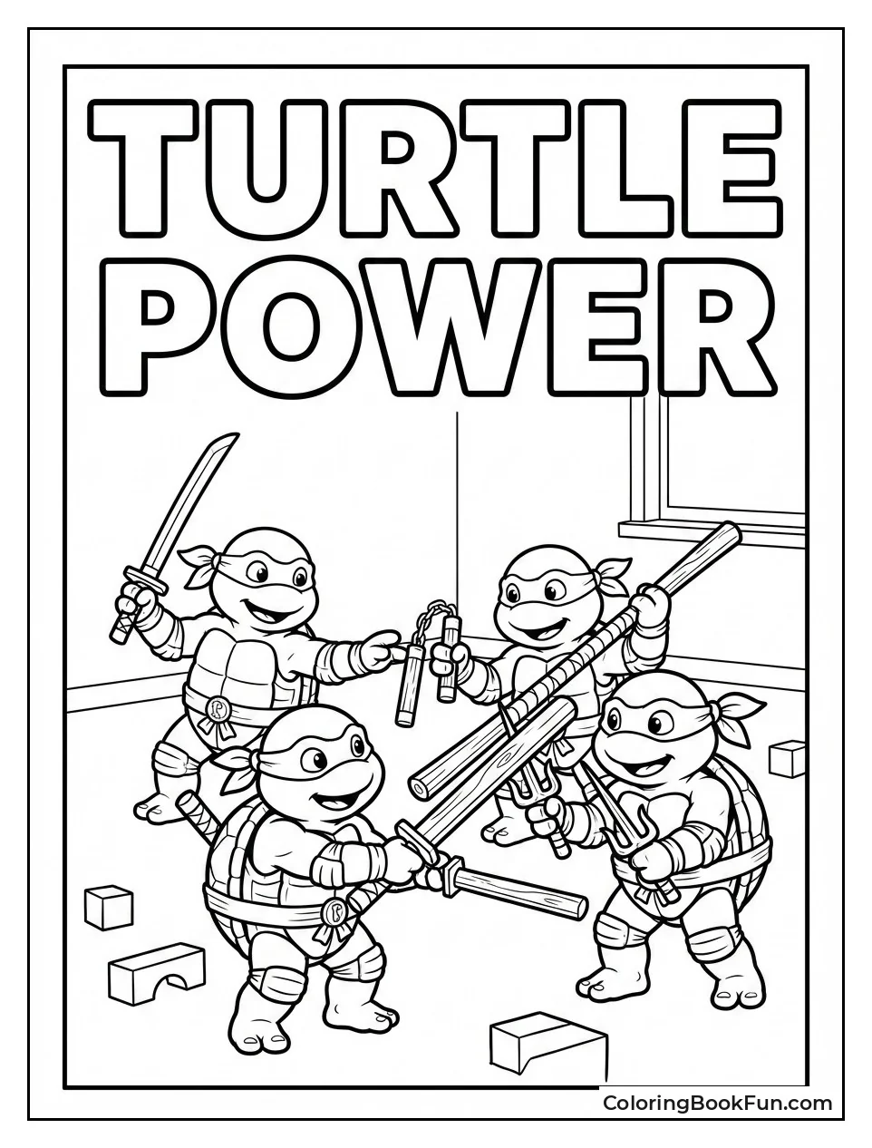 Baby Turtles Play Weapons