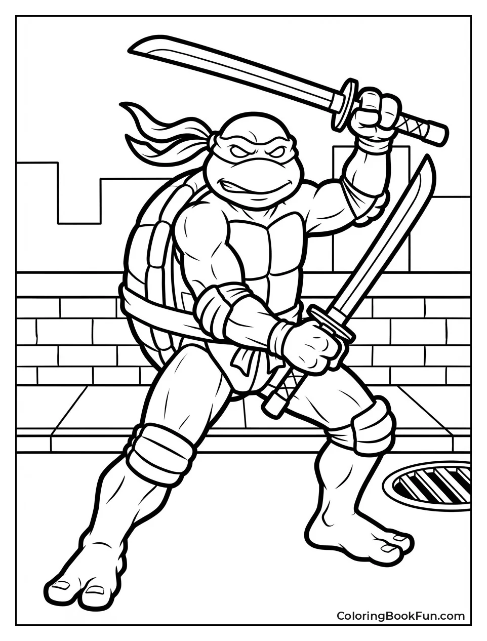 Leonardo Holds Dual Katana Swords