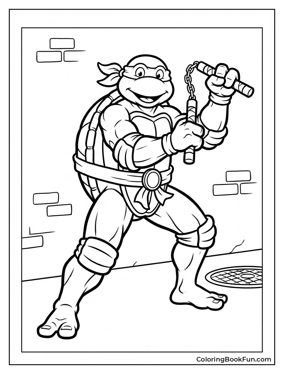 Orange Turtle Strikes with Nunchucks