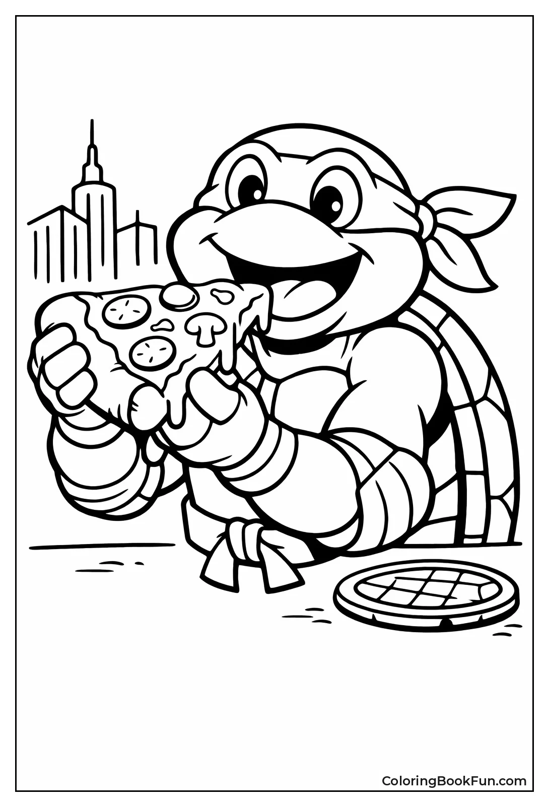 Ninja Turtle Eating Big Pizza