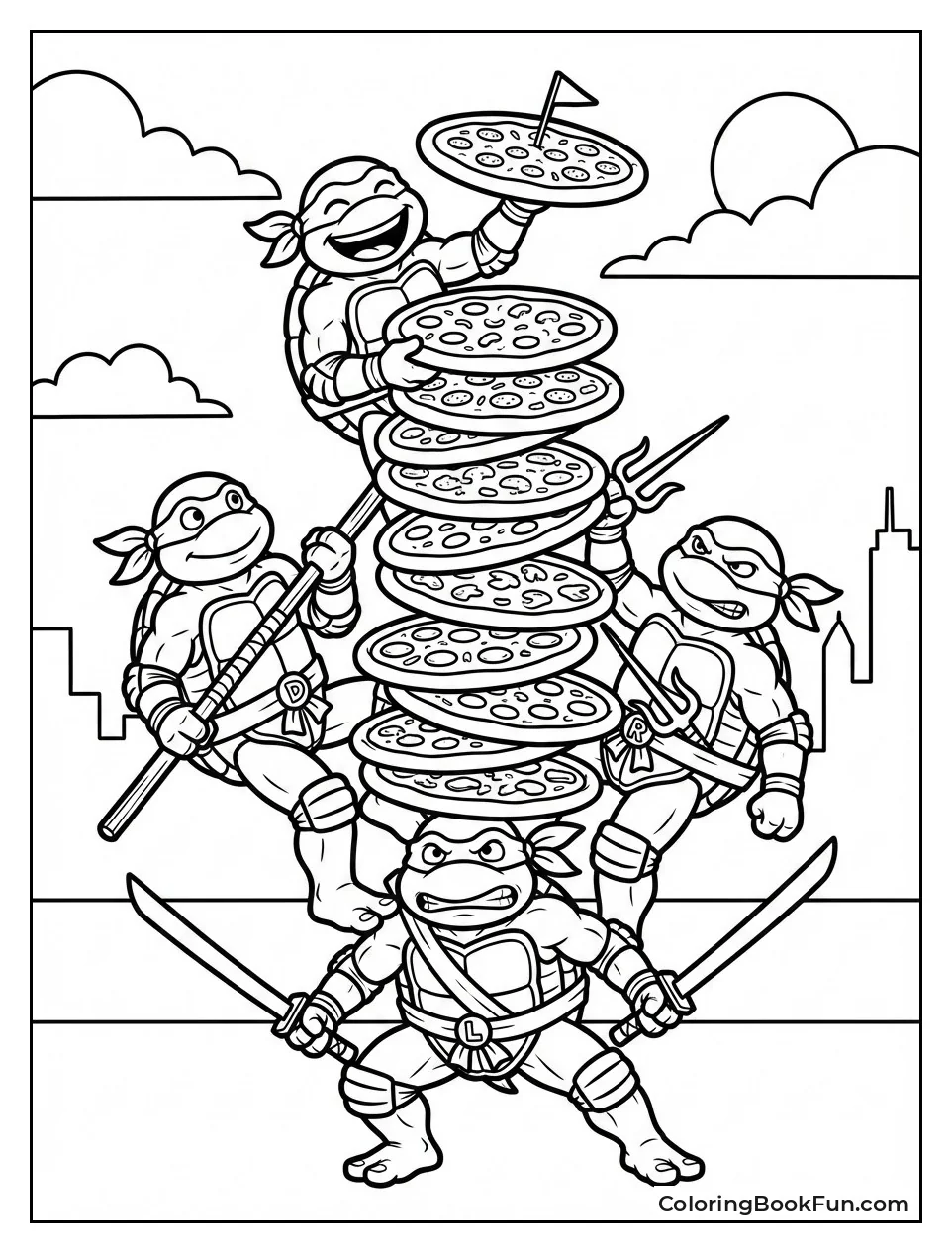 Turtles Stack Pizza Tower