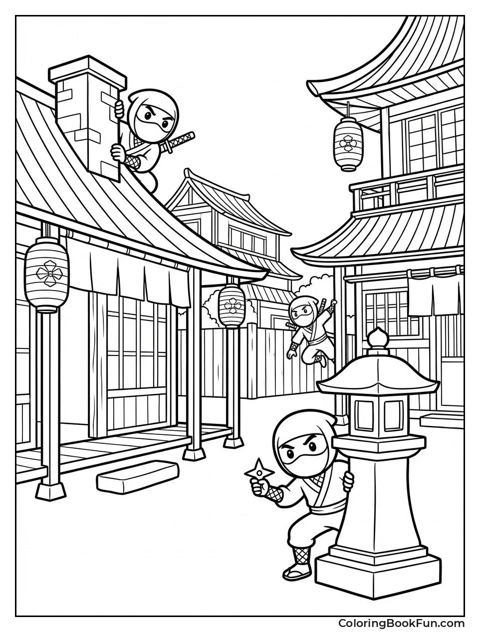 Ninjas Patrolling Village Night