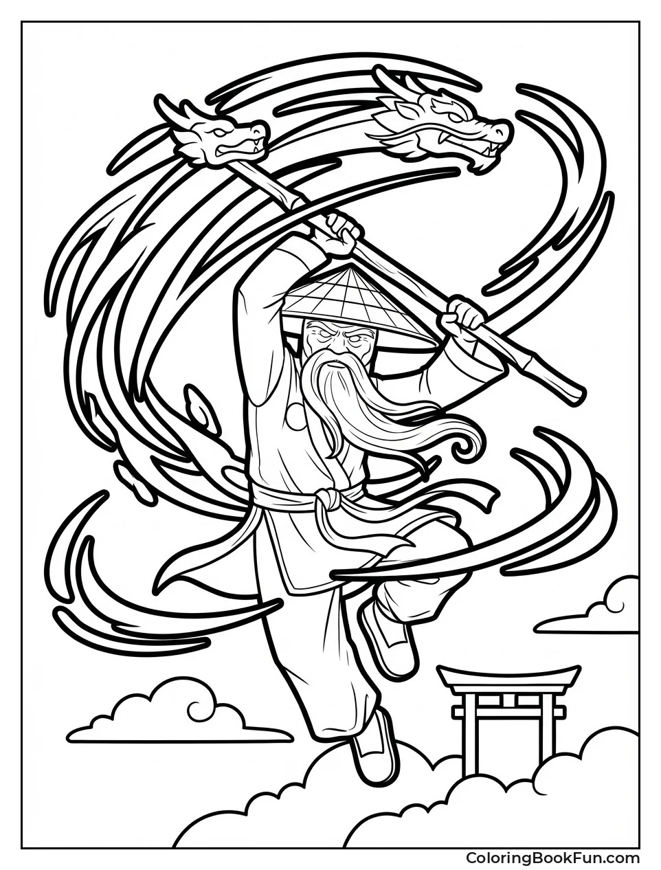 Wu Spins Dragon Staff