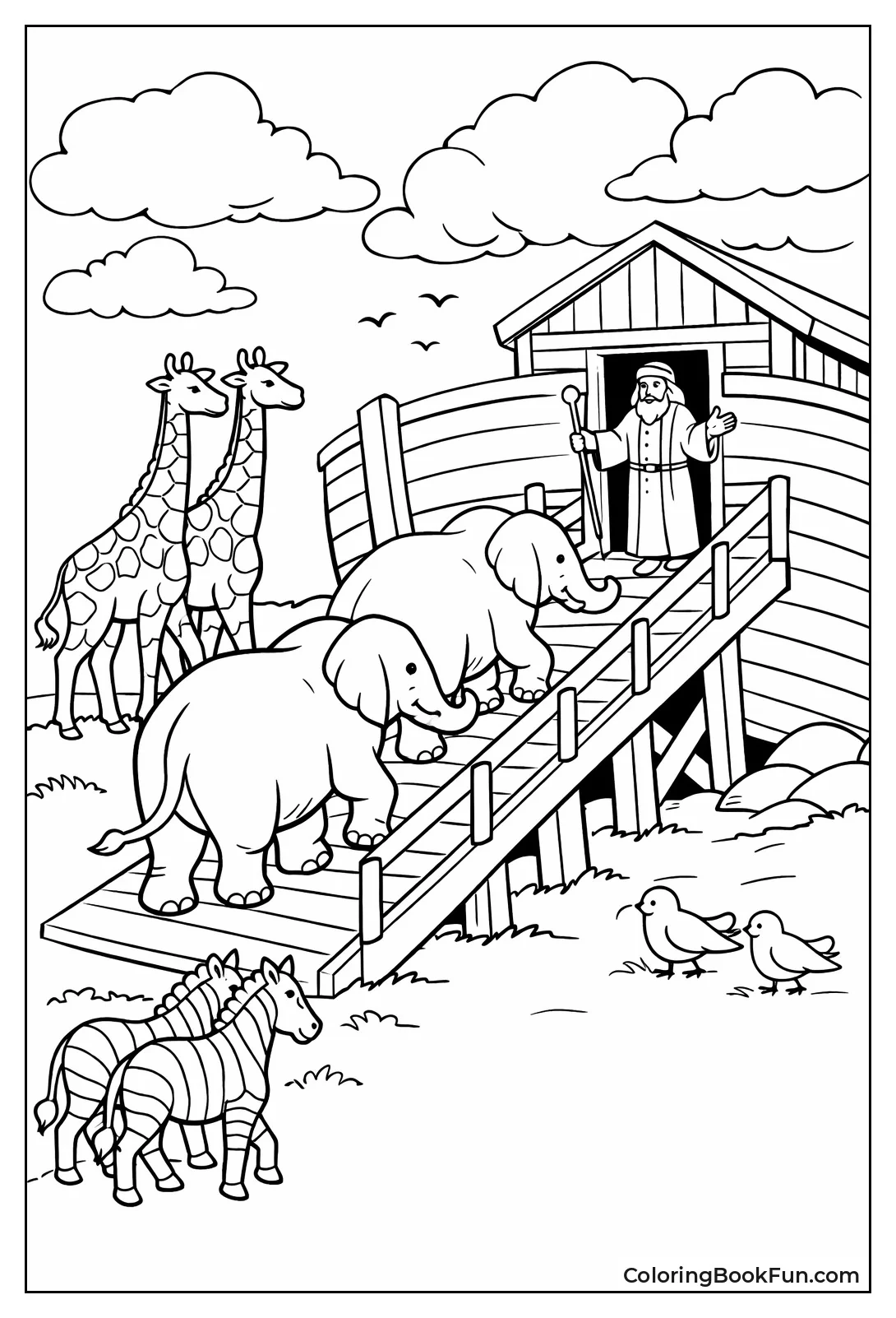 Animals Climb Ark Ramp