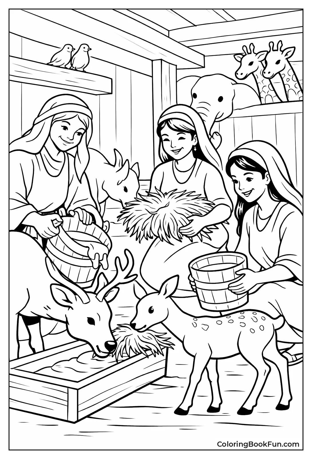 Women Feed Thirsty Animals