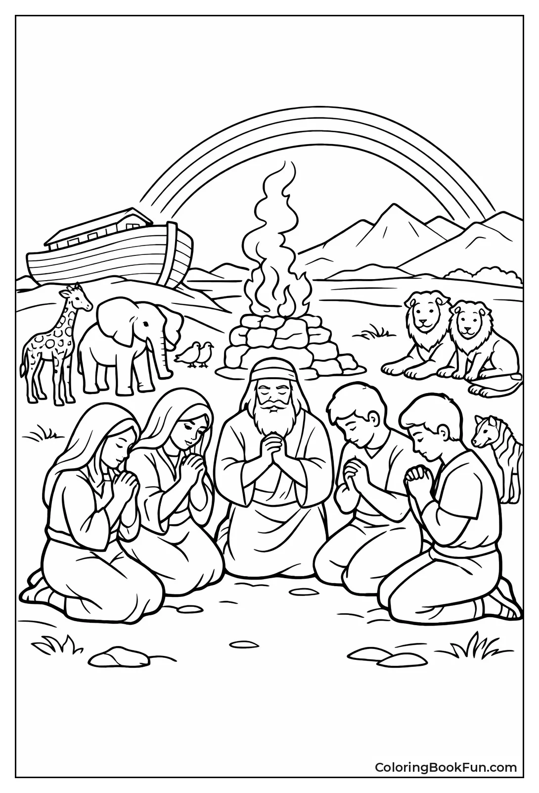 Family Kneels in Prayer