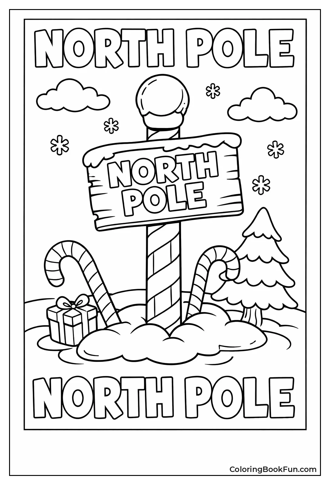 North Pole Cane Sign