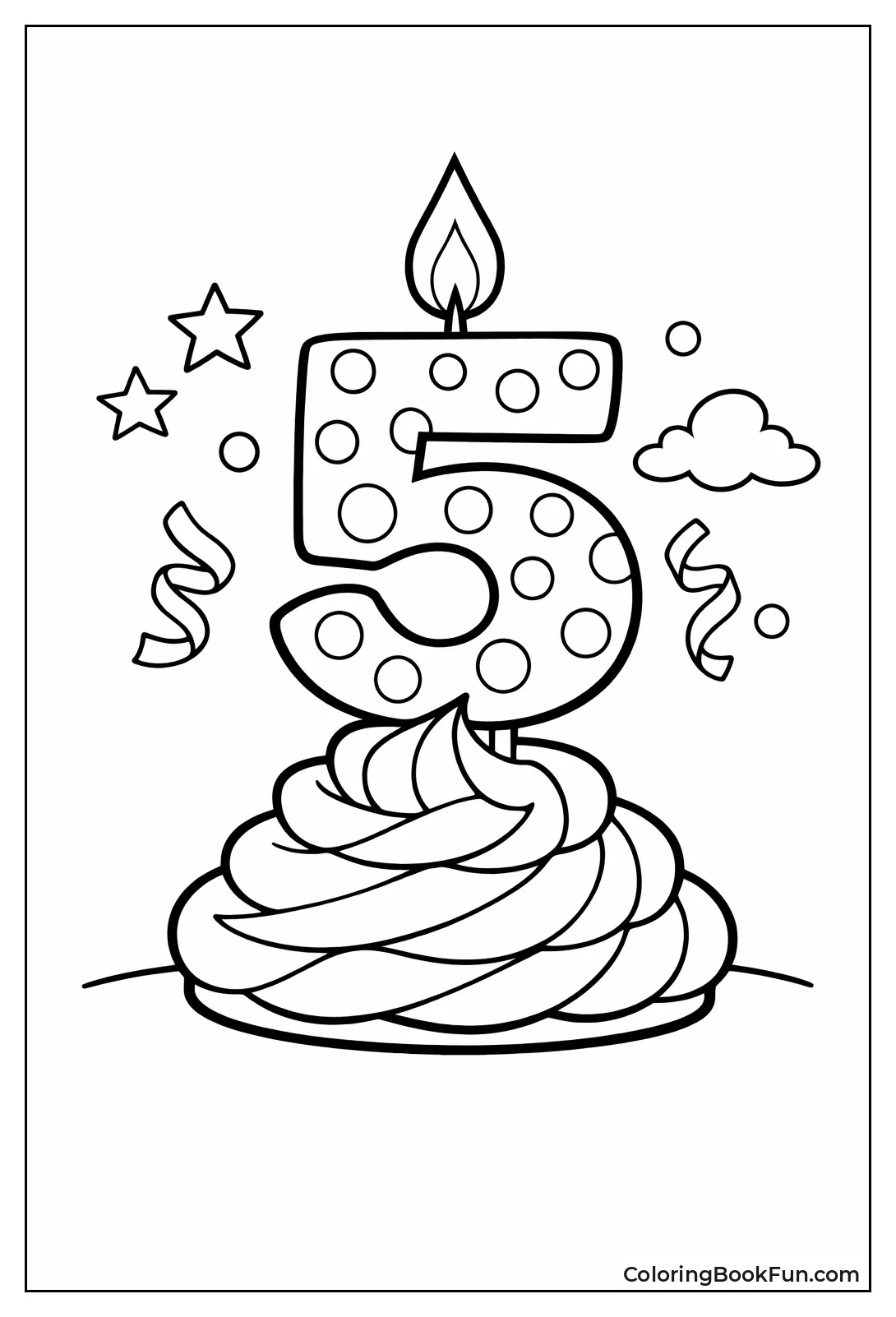 Polka Dot Number Five Candle