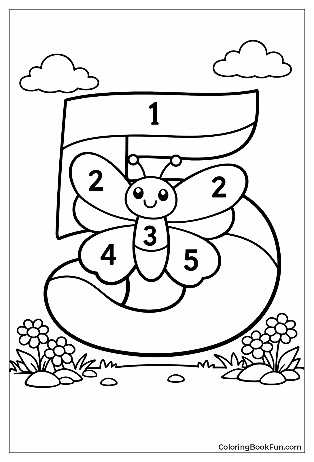 Butterfly Digit with Color Sections