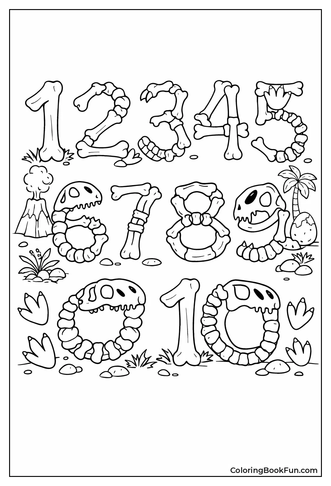Dinosaur Bones Forming Numbers