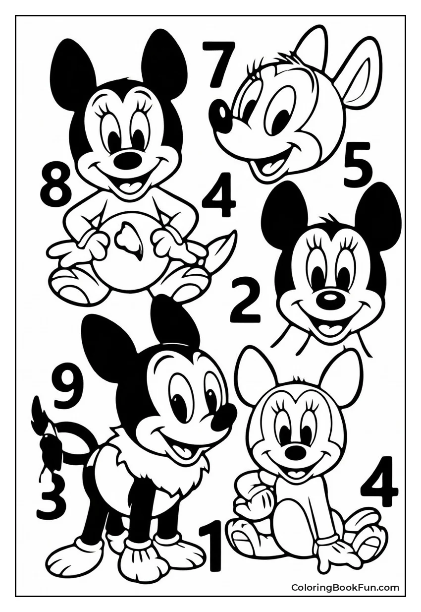 Disney Characters Coloring by Numbers