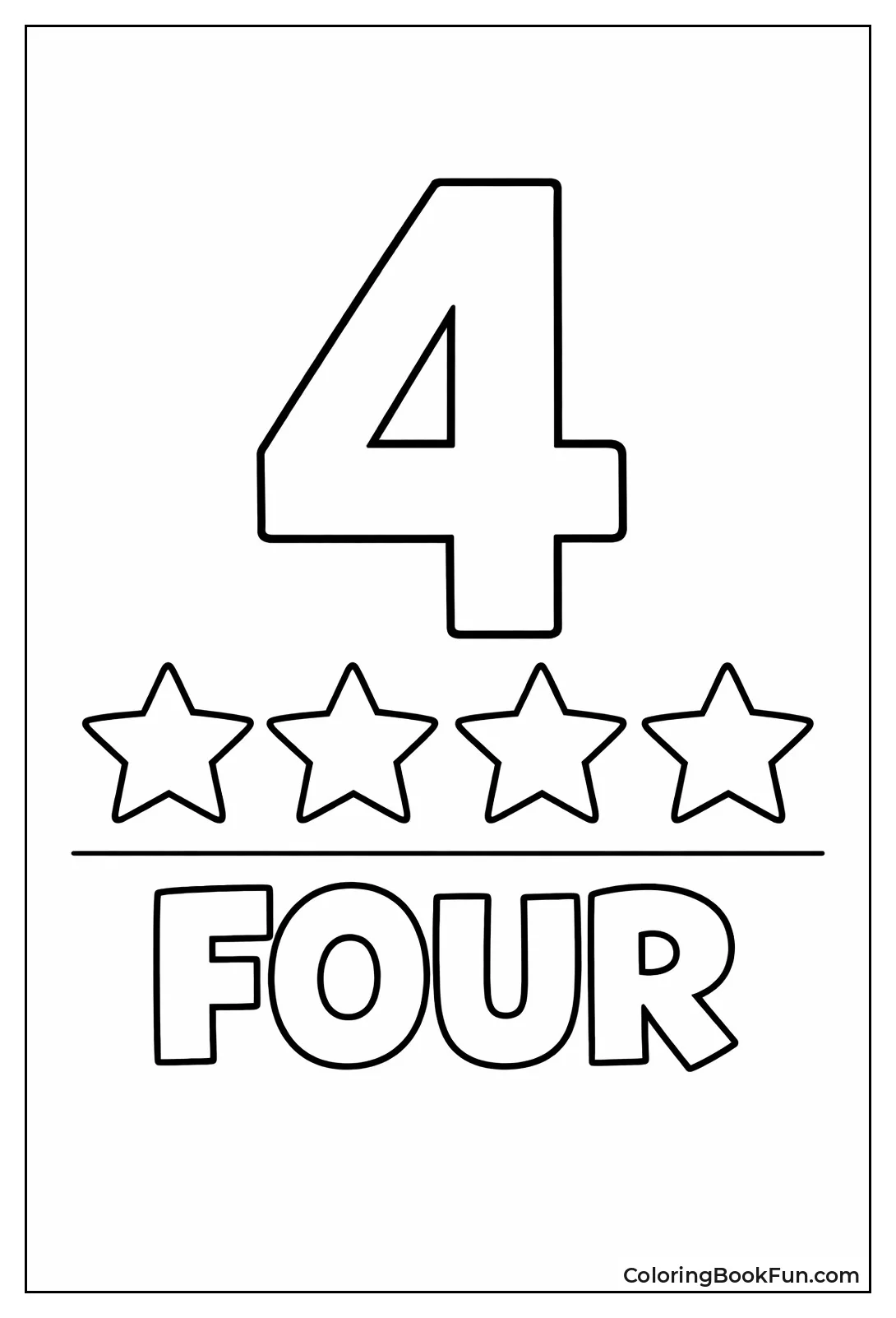 Big Number Four with Stars