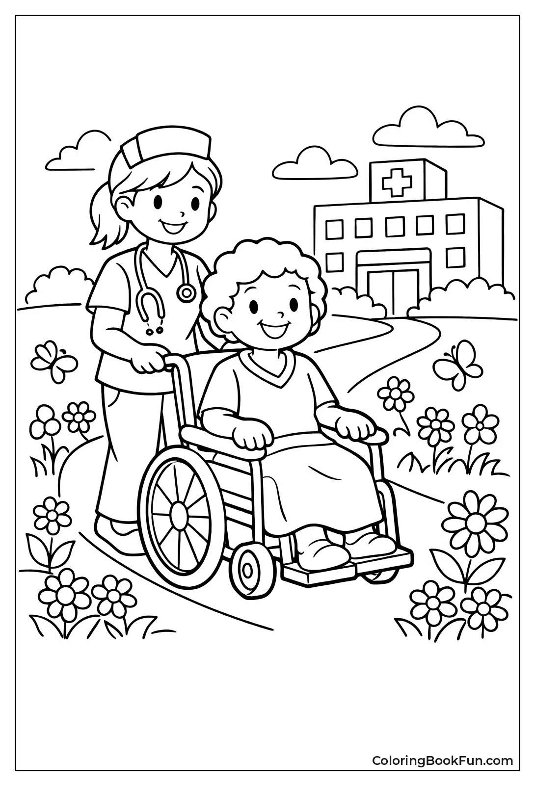 Nurse Pushing Wheelchair Patient