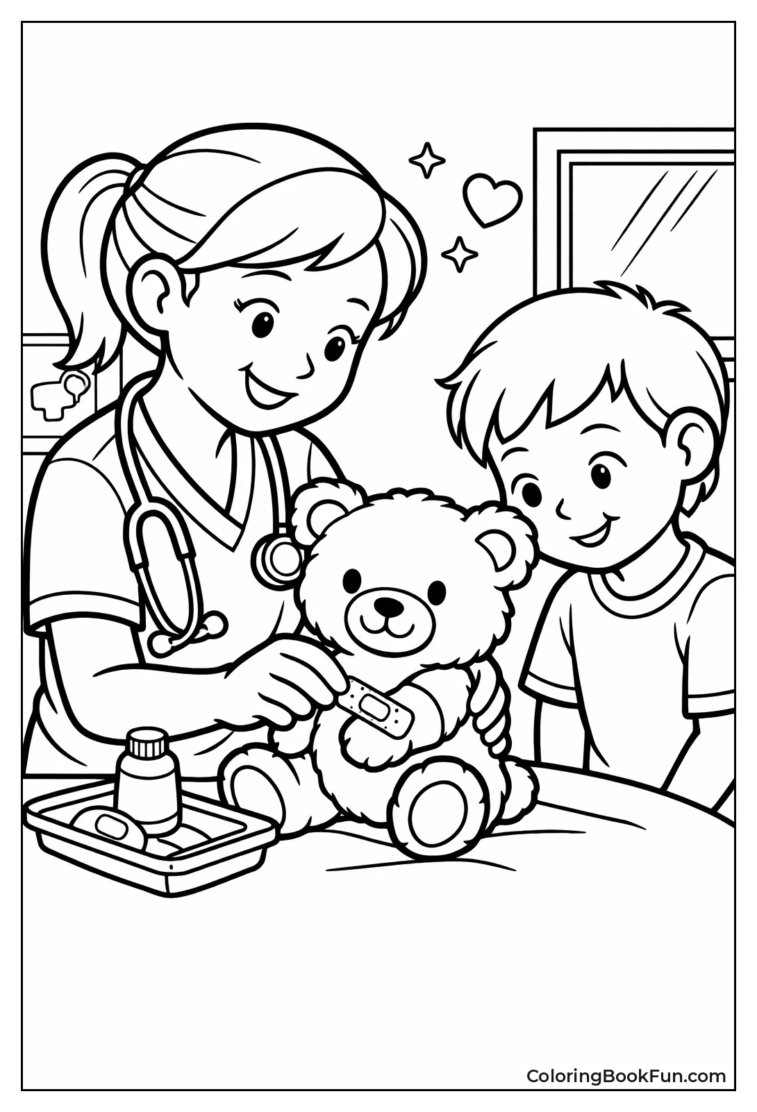 Nurse Bandaging Teddy Bear