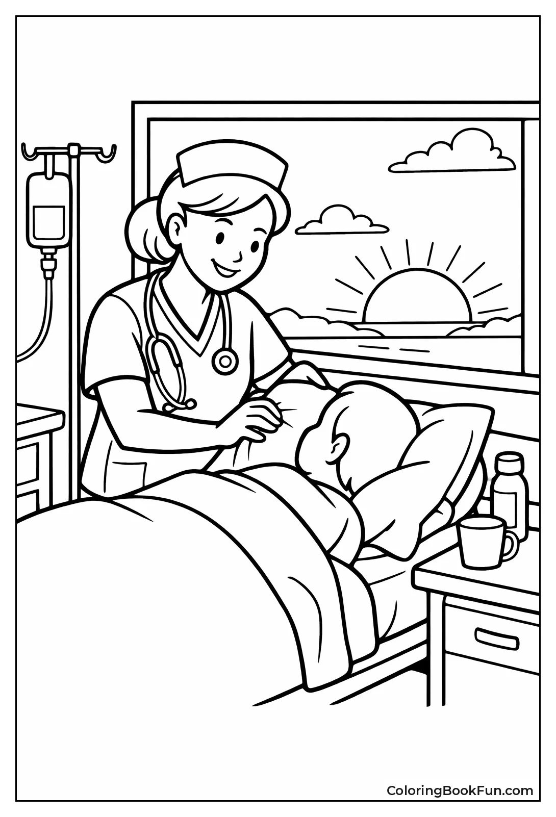 Nurse at Sunset Window