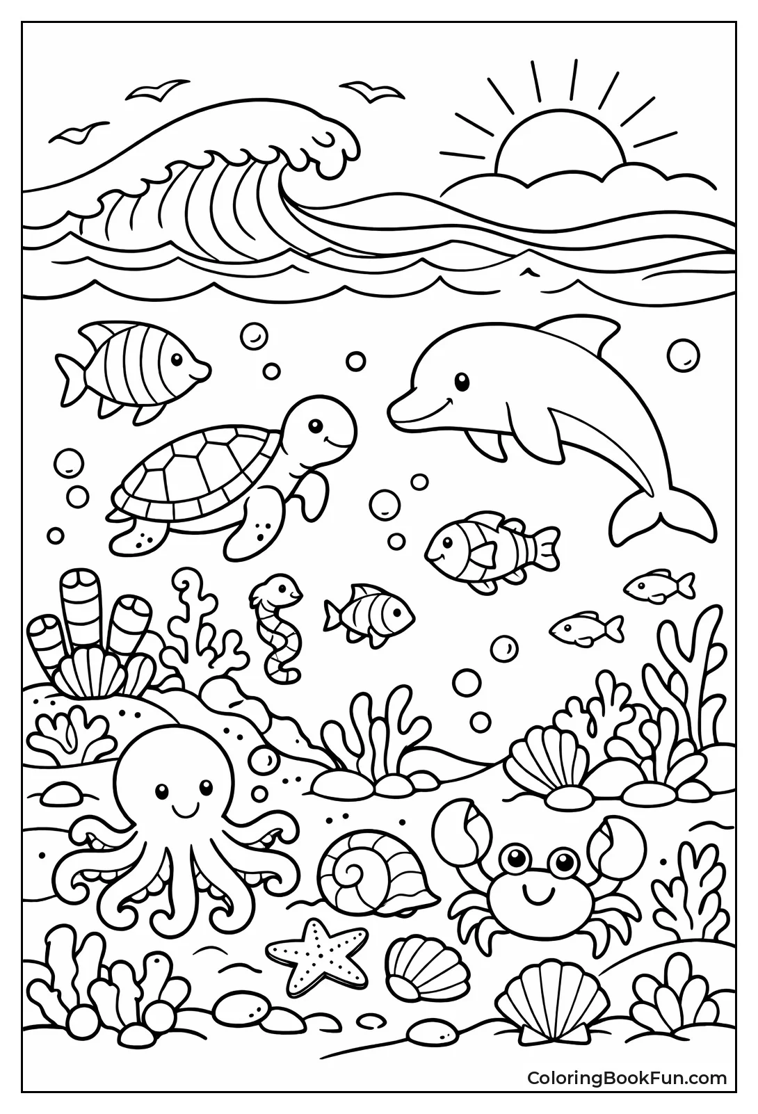 Fish Swim among Coral Reefs