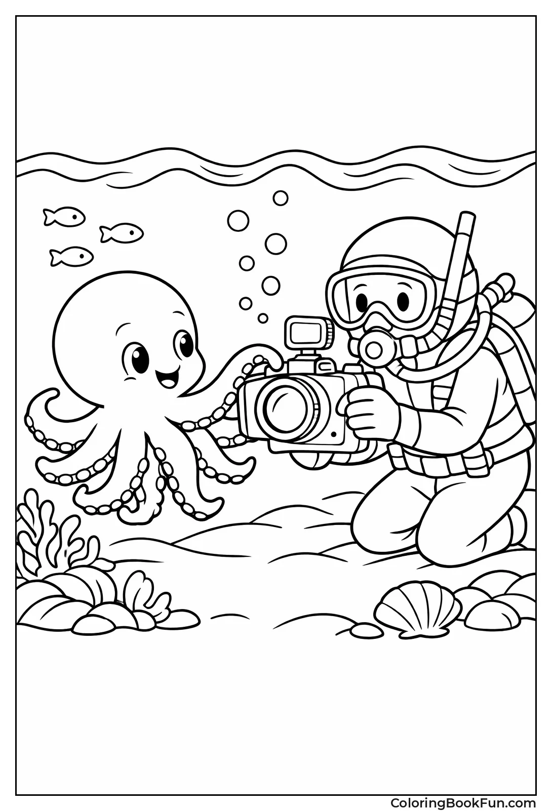 Octopus and Scuba Diver