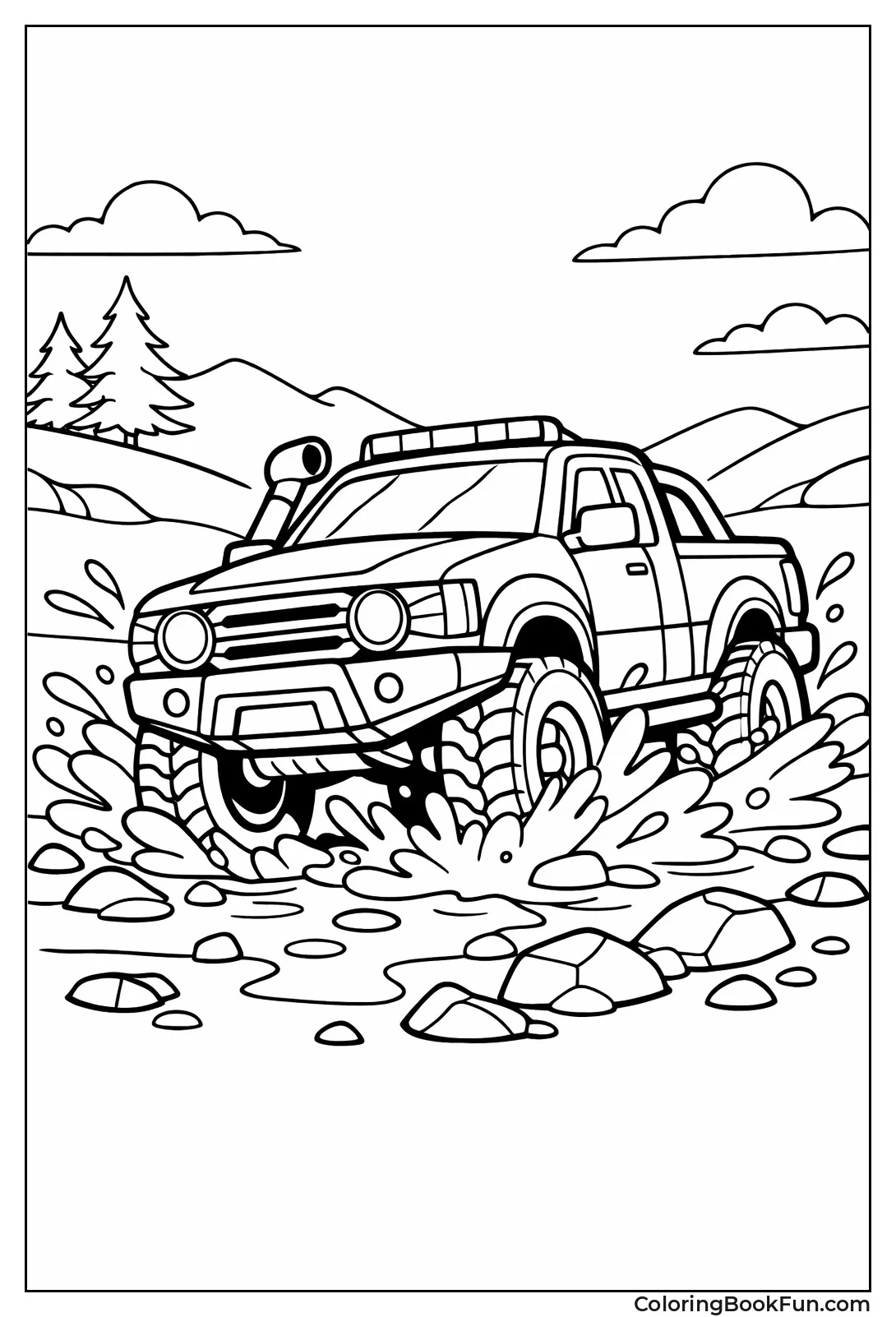 Pickup Truck Splashes Mud