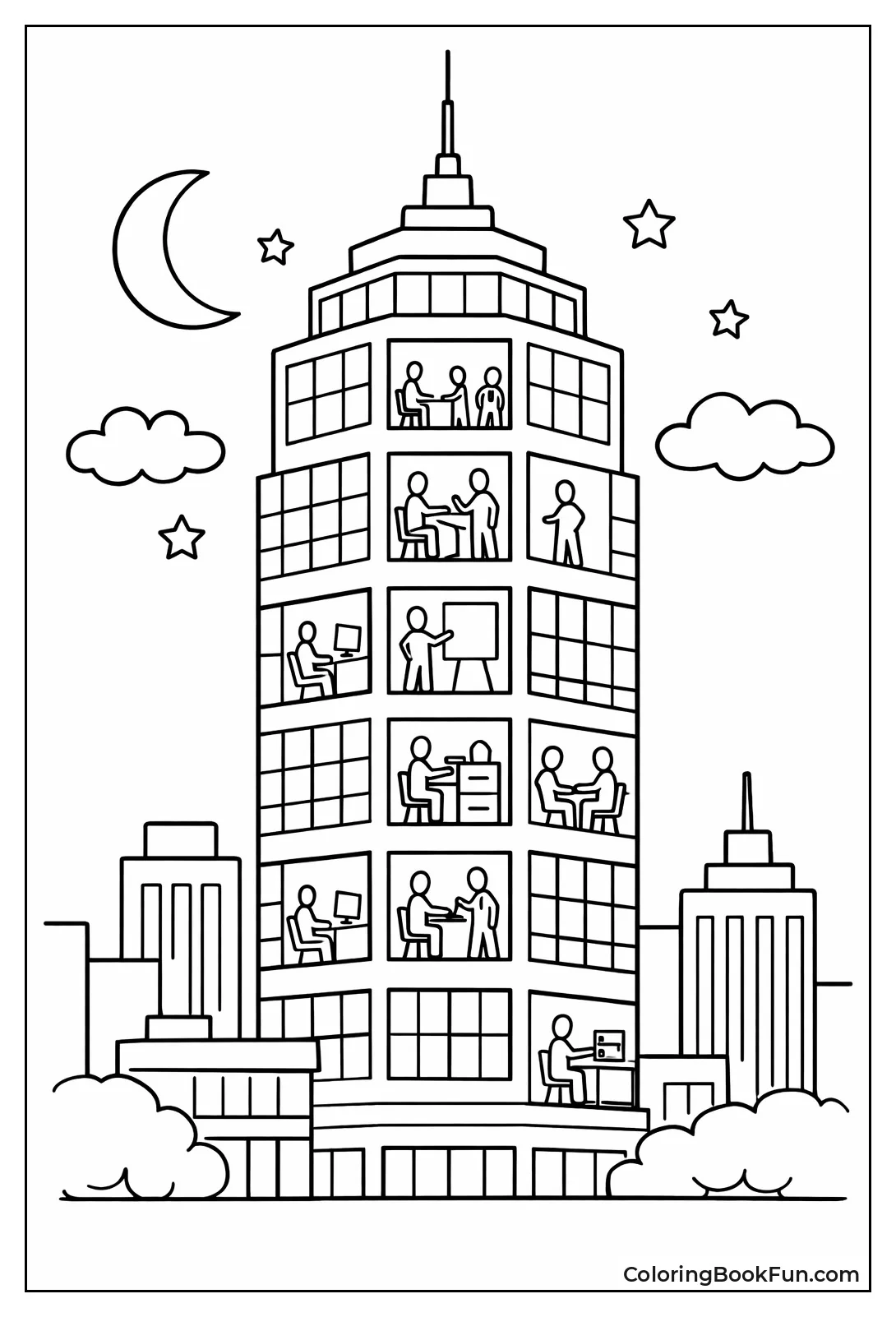 Glowing Night Office Building