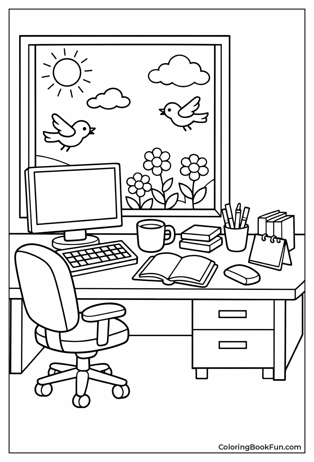 Flowers Outside Office Window