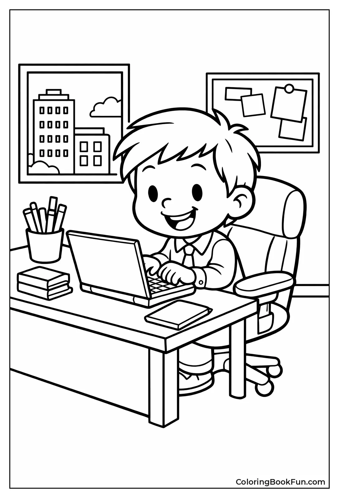 Kid Typing on Laptop