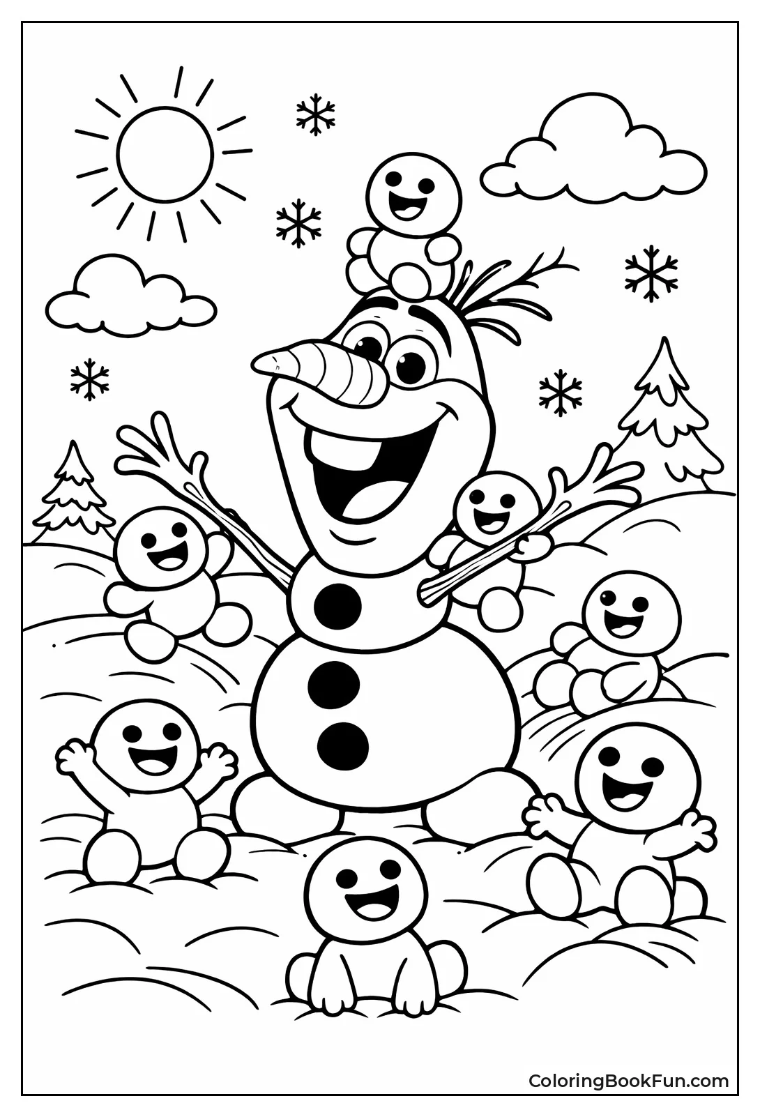 Olaf Plays with Snowgies Family