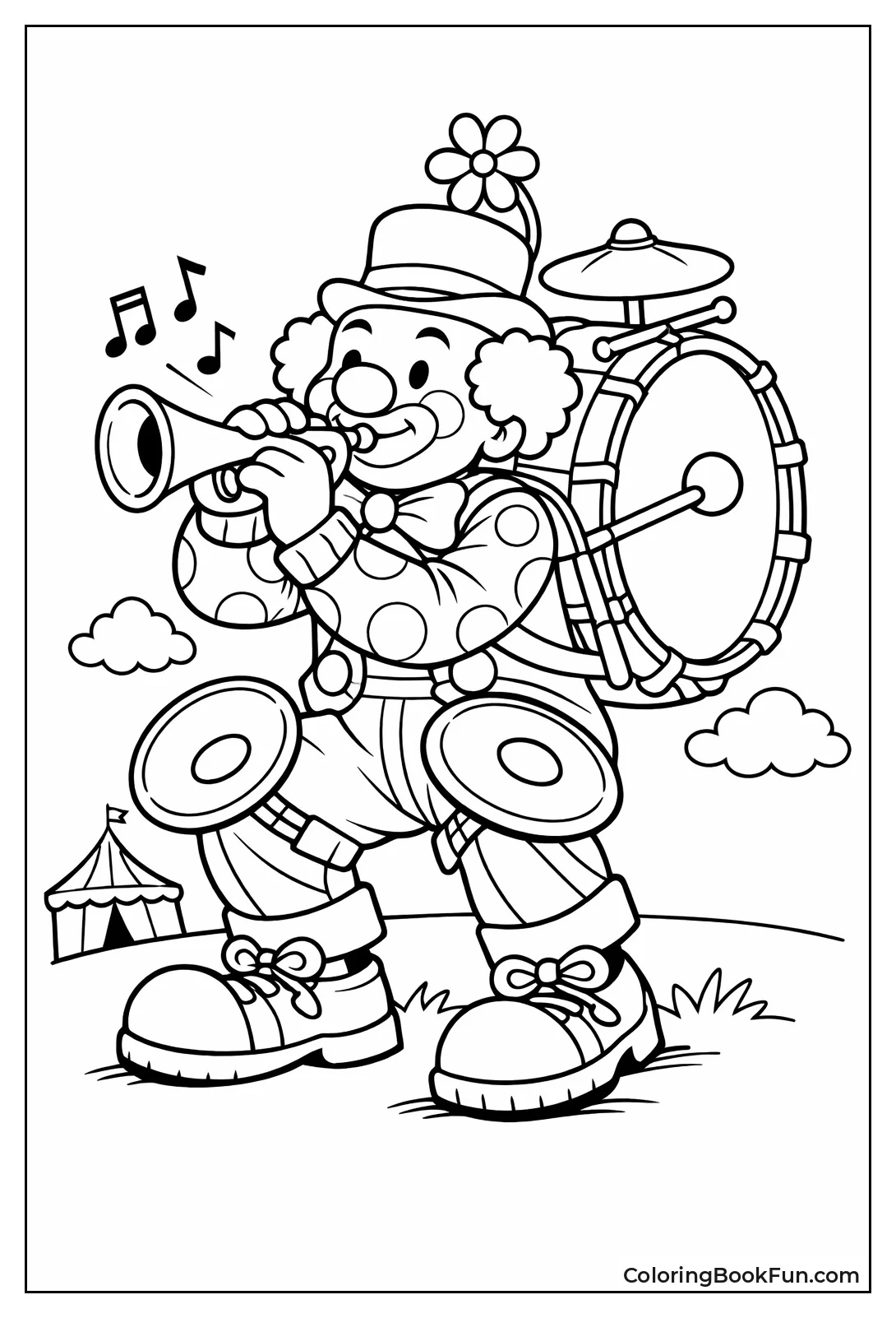 Clown Playing One-Man Band