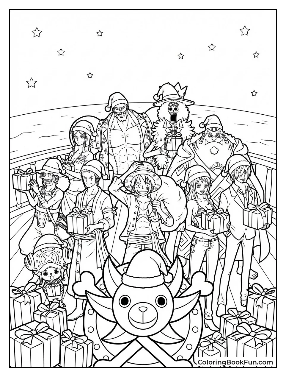 Straw Hats Wear Santa Hats