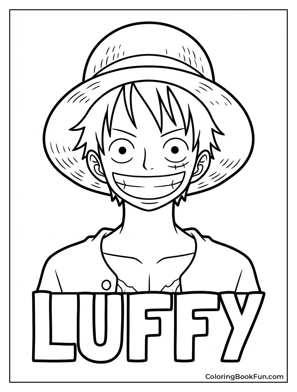 Luffy Grins with Straw Hat