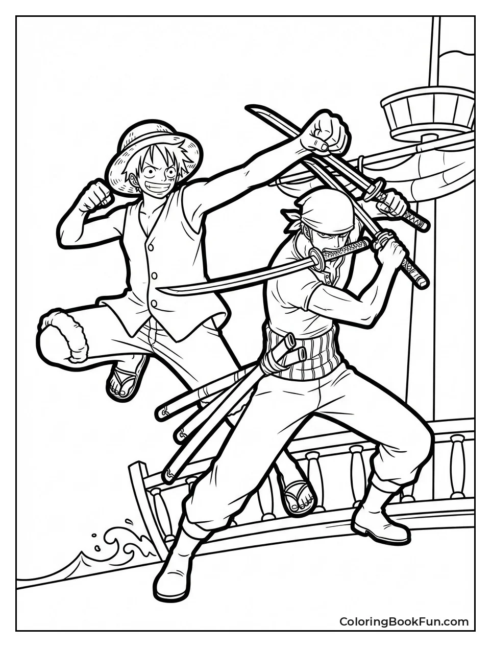 Luffy and Zoro Team Up Fiercely