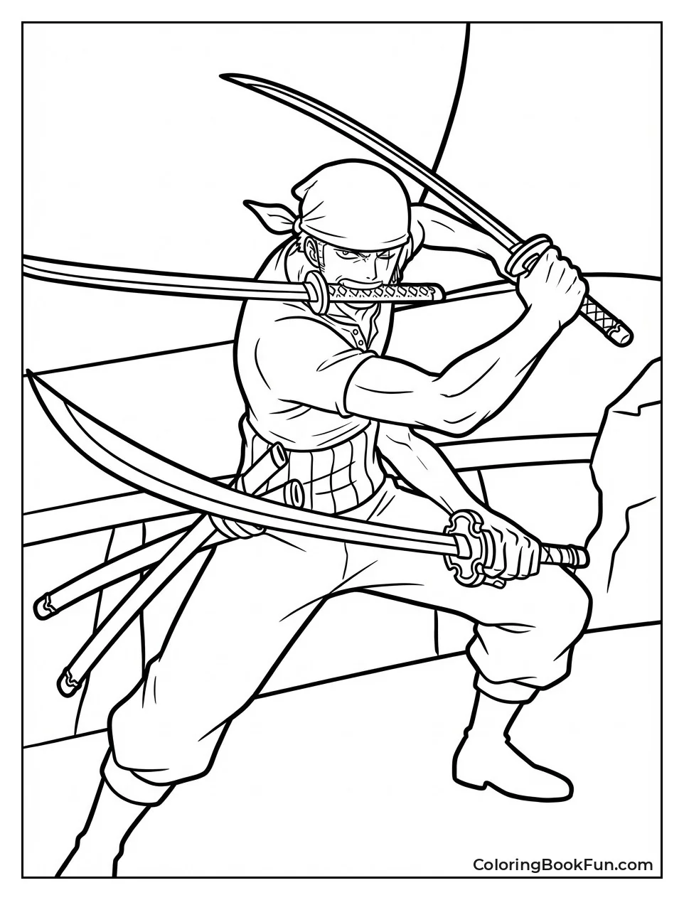 Zoro Grips Three Swords Fiercely